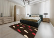 Patterned Black Brown Rug in a Bedroom, pat2269org