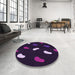 Round Patterned Purple Rug in a Office, pat2269pur