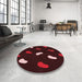 Round Patterned Chocolate Brown Rug in a Office, pat2269rd