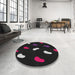 Round Patterned Black Novelty Rug in a Office, pat2269