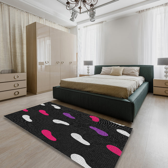 Patterned Black Novelty Rug in a Bedroom, pat2269