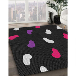 Machine Washable Transitional Black Rug in a Family Room, wshpat2269