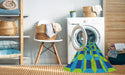 Machine Washable Transitional Bright Navy Blue Rug in a Washing Machine, wshpat226