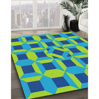 Patterned Bright Navy Blue Novelty Rug, pat226