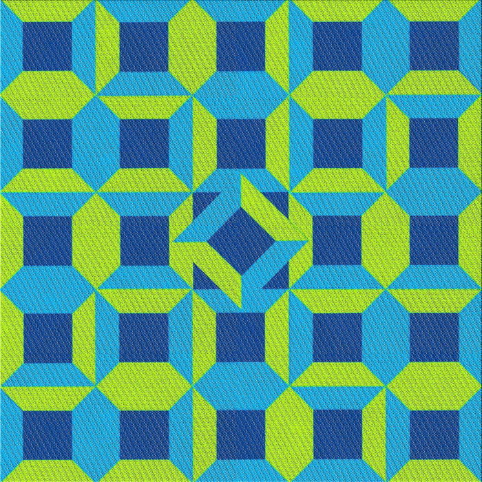 Square Patterned Bright Navy Blue Novelty Rug, pat226