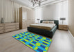 Patterned Bright Navy Blue Novelty Rug in a Bedroom, pat226