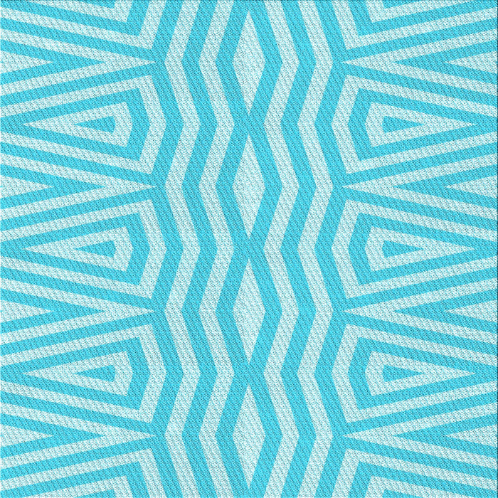 Round Patterned Diamond Blue Rug, pat227lblu