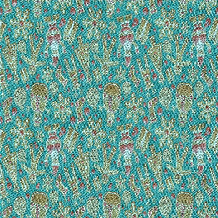 Round Patterned Turquoise Green Rug, pat2270lblu