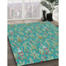 Patterned Turquoise Green Rug in Family Room, pat2270lblu