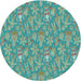 Square Patterned Turquoise Green Rug, pat2270lblu