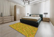 Patterned Golden Brown Yellow Rug in a Bedroom, pat2270yw