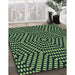 Patterned Green Rug in Family Room, pat2271lblu