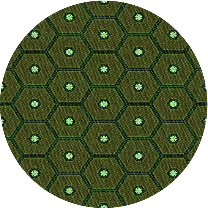 Square Patterned Dark Forest Green Rug, pat2272grn