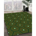 Patterned Dark Forest Green Rug in Family Room, pat2272grn