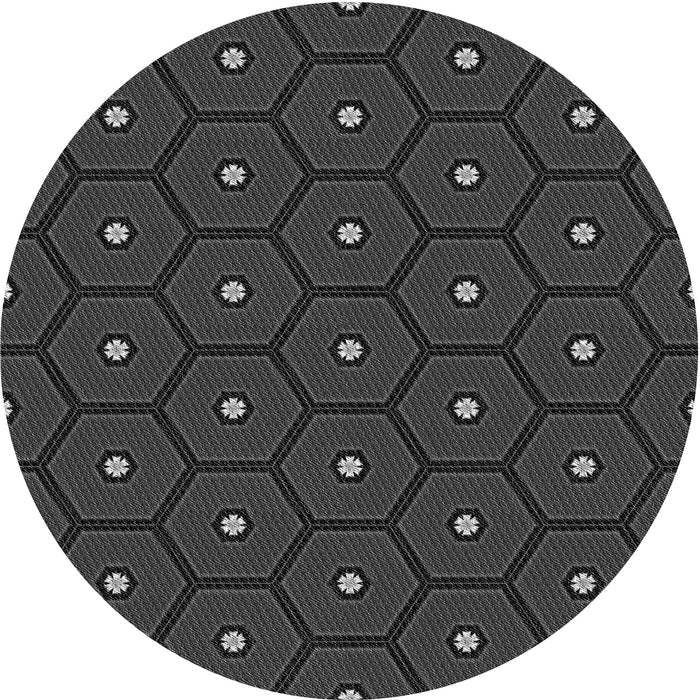 Square Patterned Charcoal Black Rug, pat2272gry