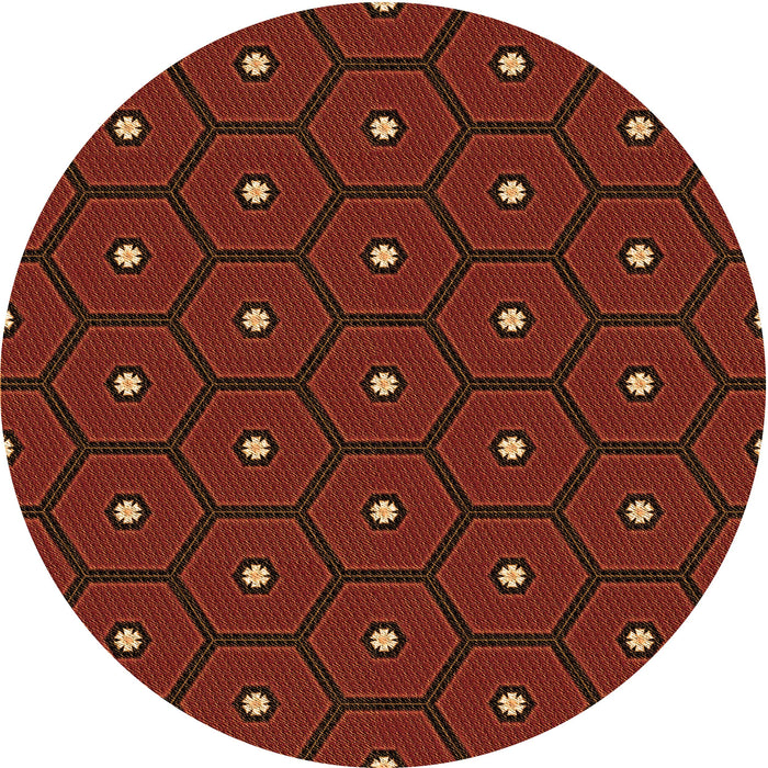 Square Patterned Mahogany Brown Rug, pat2272org