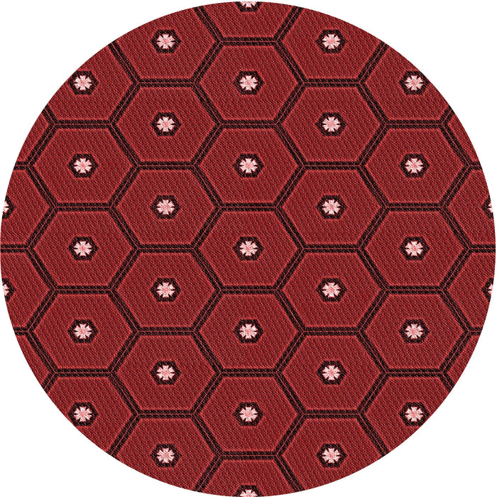 Square Patterned Tomato Red Rug, pat2272rd