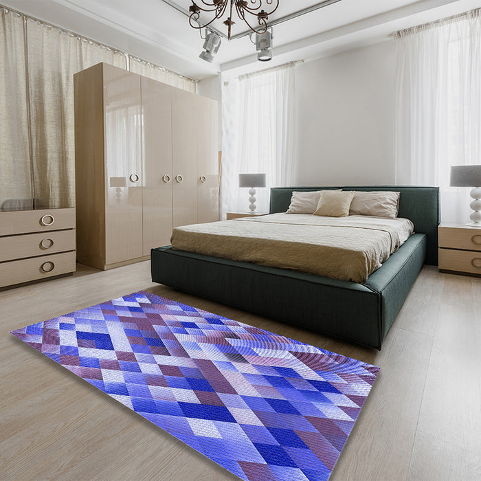 Patterned Amethyst Purple Rug in a Bedroom, pat2273blu