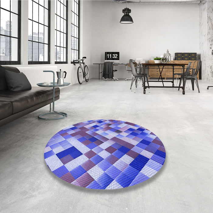 Round Patterned Amethyst Purple Rug in a Office, pat2273blu