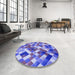 Round Patterned Amethyst Purple Rug in a Office, pat2273blu