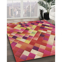 Patterned Crimson Red Rug, pat2273brn