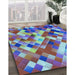 Patterned Blue Rug in Family Room, pat2273lblu