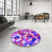 Round Patterned Purple Rug in a Office, pat2273pur