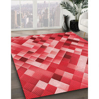 Patterned Pastel Red Pink Rug, pat2273rd