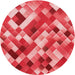 Square Patterned Pastel Red Pink Rug, pat2273rd