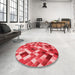 Round Patterned Pastel Red Pink Rug in a Office, pat2273rd