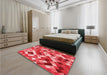 Round Machine Washable Transitional Pastel Red Pink Rug in a Office, wshpat2273rd