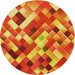 Square Patterned Neon Red Rug, pat2273yw