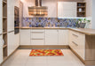 Patterned Neon Red Rug in a Kitchen, pat2273yw