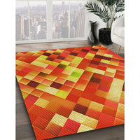 Patterned Neon Red Rug, pat2273yw