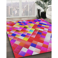 Patterned Violet Red Pink Modern Rug, pat2273