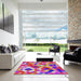 Square Patterned Violet Red Pink Modern Rug in a Living Room, pat2273