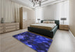 Patterned Denim Dark Blue Rug in a Bedroom, pat2274blu