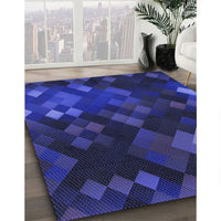 Patterned Denim Dark Blue Rug, pat2274blu