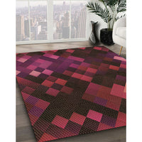 Patterned Brown Red Rug, pat2274brn