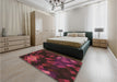 Patterned Brown Red Rug in a Bedroom, pat2274brn