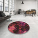 Round Patterned Brown Red Rug in a Office, pat2274brn