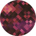 Square Patterned Brown Red Rug, pat2274brn