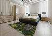 Patterned Midnight Gray Rug in a Bedroom, pat2274grn