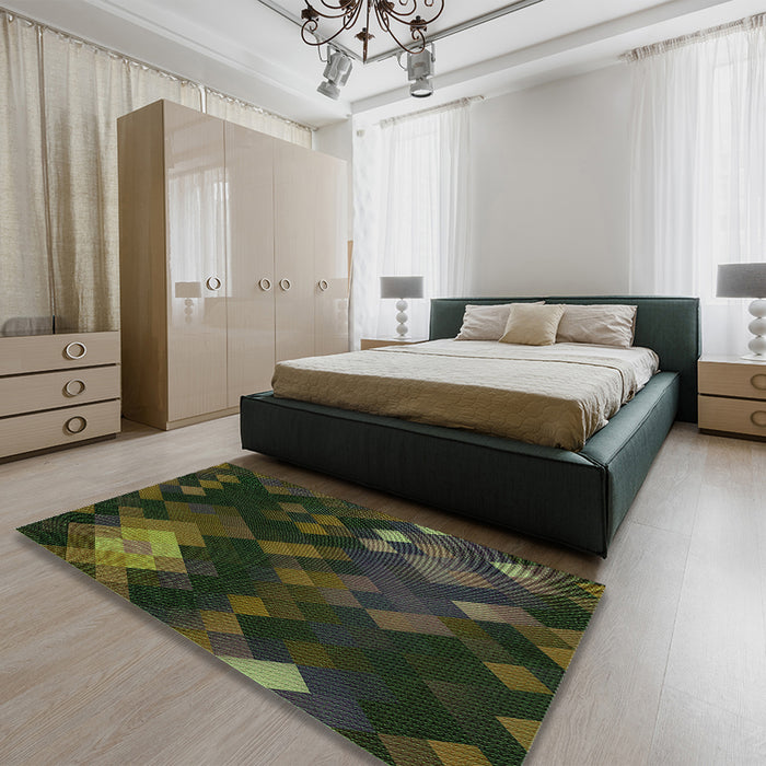 Patterned Midnight Gray Rug in a Bedroom, pat2274grn