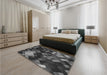 Patterned Charcoal Black Rug in a Bedroom, pat2274gry