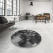 Round Patterned Charcoal Black Rug in a Office, pat2274gry