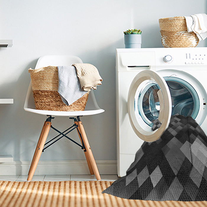 Machine Washable Transitional Charcoal Black Rug in a Washing Machine, wshpat2274gry