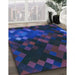 Patterned Sapphire Blue Rug in Family Room, pat2274lblu