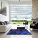 Square Patterned Sapphire Blue Rug in a Living Room, pat2274lblu