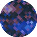 Square Patterned Sapphire Blue Rug, pat2274lblu